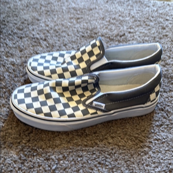 Vans White and Gray Slip-On Sneakers - Picture 1 of 1
